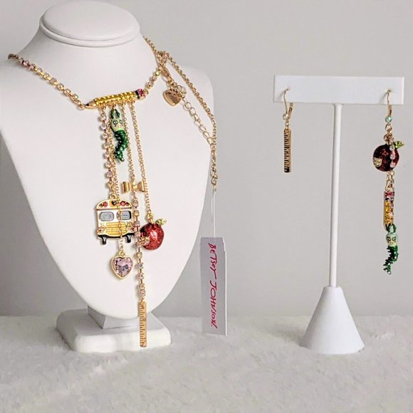 Betsey Johnson Jewelry - NWT Betsey Johnson School Charm Necklace Earrings